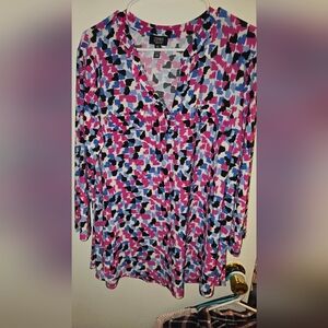 Jones New York Multicolor Abstract Blouse